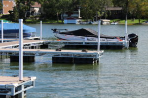 Ducks sunning on dock