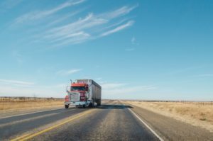 Truck on desert highway